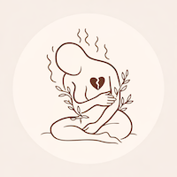 Illustration douce d’un parent assis tenant son ventre et son cœur, symbolisant le deuil périnatal et le vécu émotionnel après la perte d’un bébé