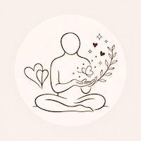 Illustration douce représentant une personne assise avec un cœur et des éléments végétaux, symbolisant le deuil périnatal et l’accompagnement émotionnel après la perte