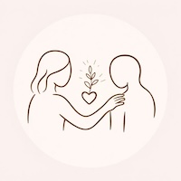 Illustration représentant Margot, somato thérapeute, accompagnant une personne par le toucher, symbolisant l’écoute du corps et la libération émotionnelle