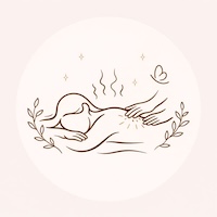 Illustration minimaliste d’un corps allongé et détendu, symbolisant un massage intégral favorisant la relaxation profonde et le bien-être global