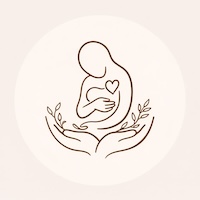 Illustration douce d’une mère tenant son bébé, symbolisant le post-partum, le lien mère-enfant et la libération émotionnelle après la naissance