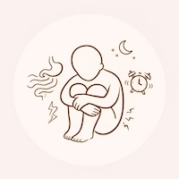 Illustration d’un enfant assis les bras autour des genoux, entouré de symboles émotionnels, représentant la thérapie enfant et l’accompagnement des émotions intérieures